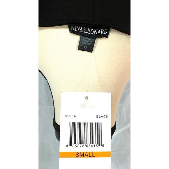 NWT- Nina Leonard Trapeze Dress Black 3/4 Sleeve Stretch Knit Women sz Small - Picture 8 of 10